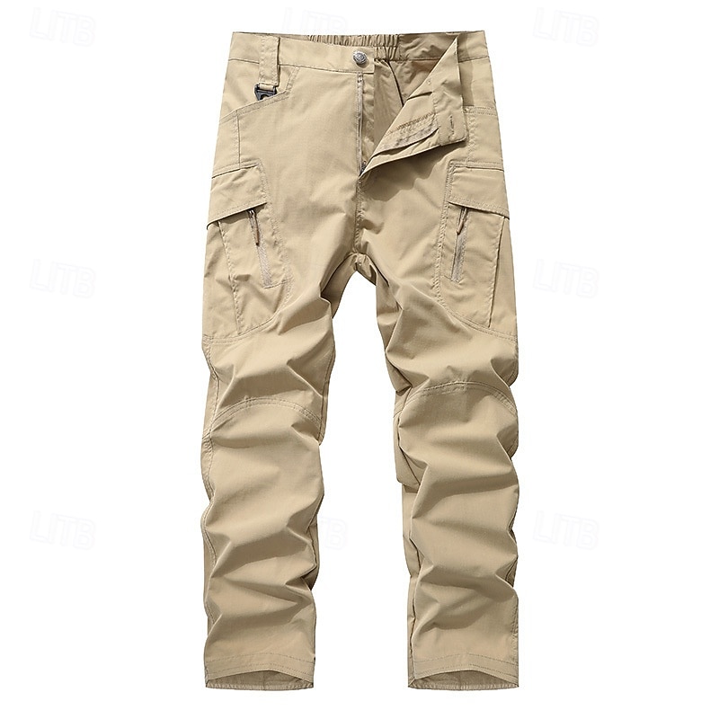 Men's Cargo Pants Trousers Buttons Multi Pocket Plain Wearable Outdoor Daily Camping & Hiking Fashion Classic Black Khaki