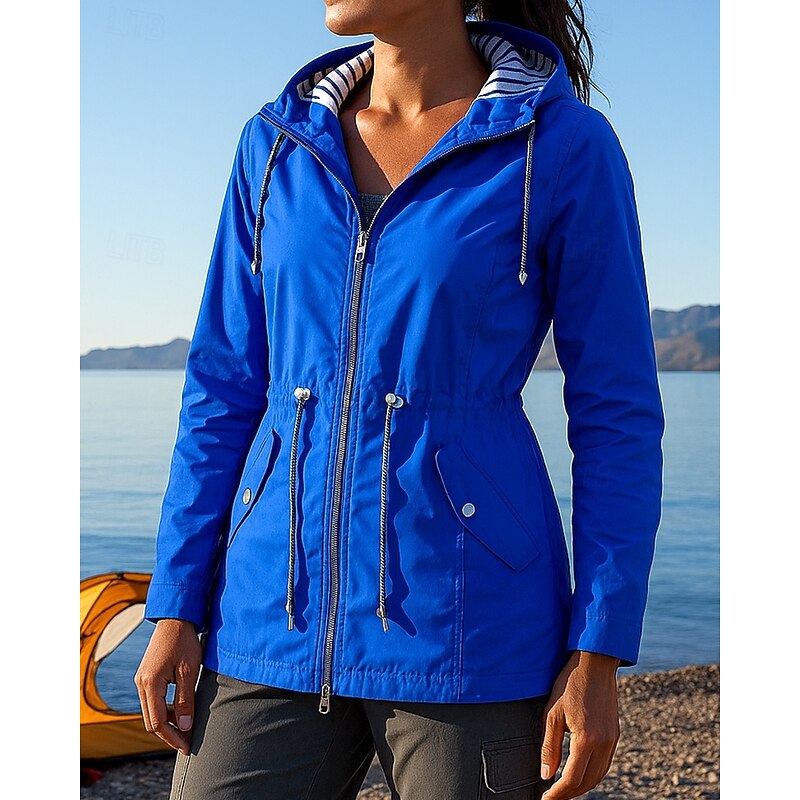 Women's rain coat Outdoor Waterproof Windproof Hiking Outfits Hiking Clothes Winter Autumn / Fall Top Camping / Hiking / Caving Running Solid Color Black Red Blue3