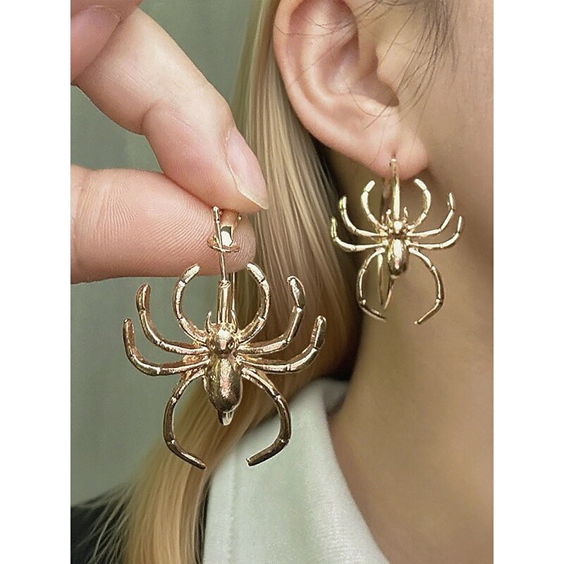 Women's Halloween Spider Hoop Earrings – Alloy Statement Dangle Jewelry, Gothic Punk Style, Lightweight Party Accessory for Costume, Cosplay and Spooky Night Out2