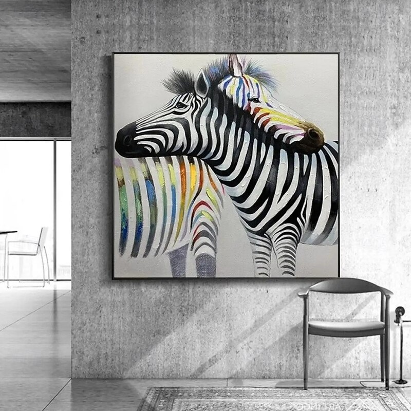 Handmade Oil Painting Canvas Wall Art Decoration Modern Animal Zebra for Home Decor Stretched Frame Hanging Painting/Rolled Frameless Unstretched Painting3