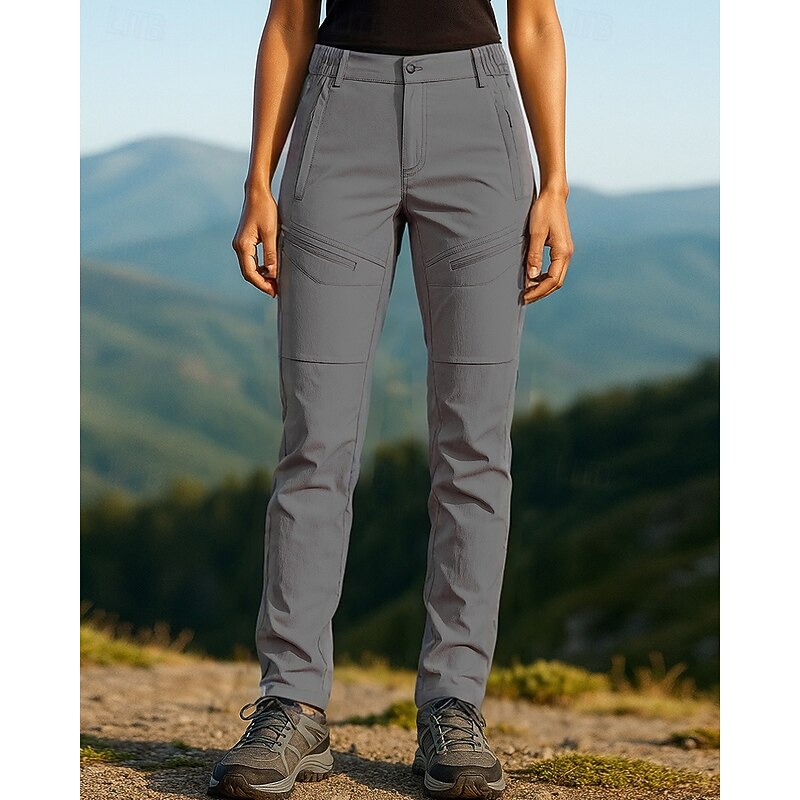 Women's Cargo Pants Hiking Pants Trousers Hiking Rain Pants Outdoor Regular Fit Waterproof Windproof Lightweight Bottoms Pocket Black Khaki Camping / Hiking Running S M L XL XXL4
