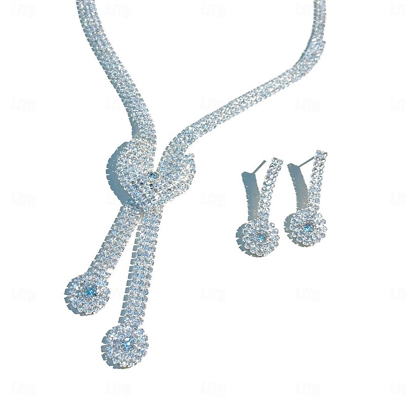 Bridal Jewelry Sets One-piece Suit Alloy Earrings Necklace Women's Stylish Luxury Cute Geometrical Joy Geometric Jewelry Set For Party4