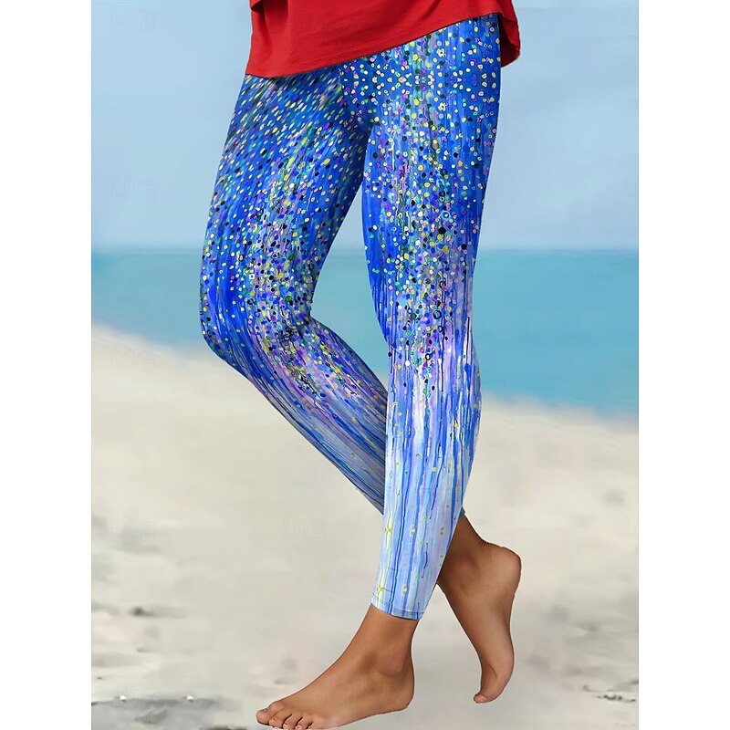Women's Leggings Vacation Vintage Fashion Ankle-Length High Waist Graphic Abstract Printing Soft Breathable Micro-elastic Formal Outdoor Vacation Robin's Egg Blue Red Green Amethyst Spring Fall Winter3