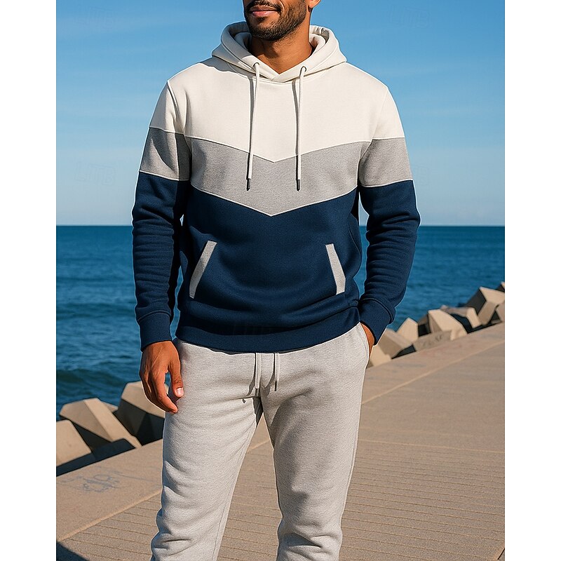 Women's Tracksuit Sweatpants Pullover Sweatshirt Drawstring Pockets Color Block Clothing Suit Fall & Winter White Orange Hiking Workout Athletic Windproof Lightweight Moisture Wicking Long Sleeve4