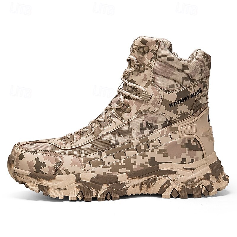 Men's Desert Camouflage Tactical Boots with Rugged Sole, Lightweight Army Combat Footwear for Hunting & Military Training3