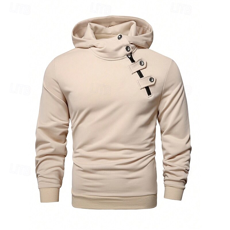 Men's Hoodie Black Wine Army Green Khaki Dark Gray Hooded Plain Quarter Zip Sports & Outdoor Daily Holiday Polyester Streetwear Basic Casual Spring Fall Clothing Apparel Hoodies Sweatshirts