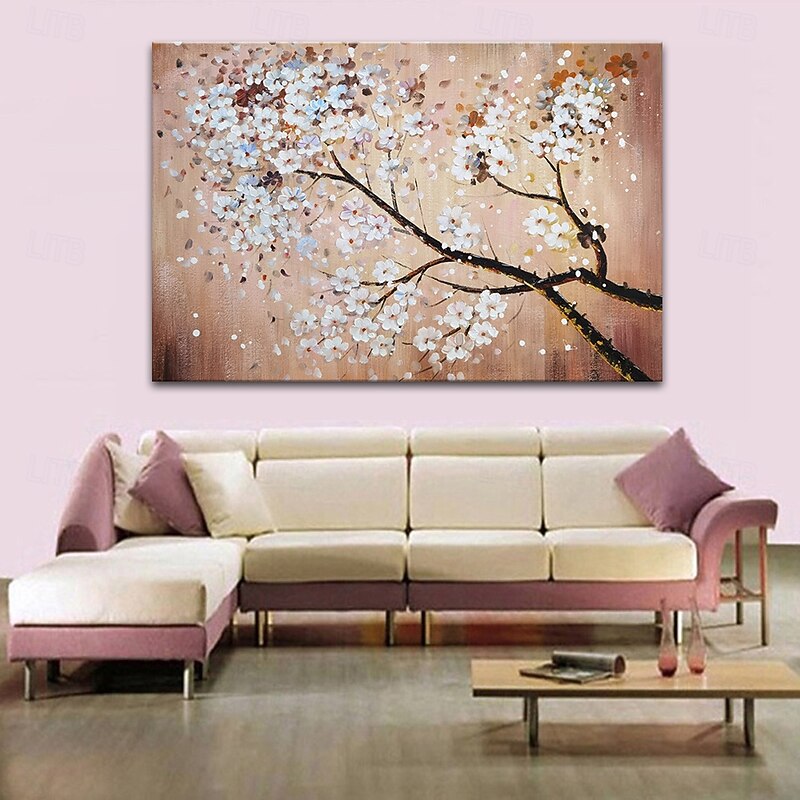 Mintura Handmade Tree Flowers Oil Paintings On Canvas Wall Art Decoration Modern Abstract Picture For Home Decor Rolled Frameless Unstretched Painting4