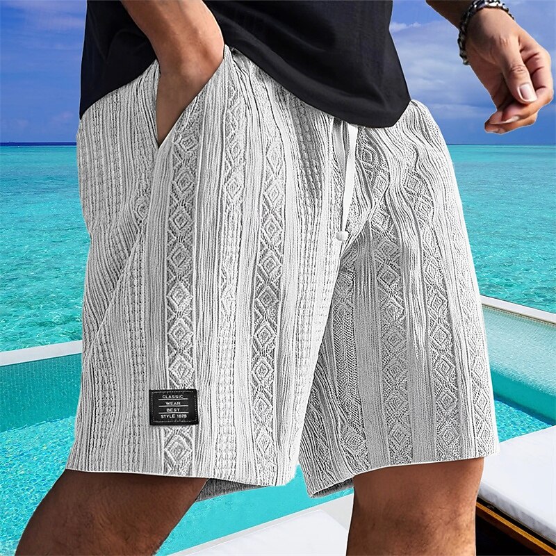 Men's Shorts Summer Shorts Casual Shorts Pocket Elastic Waist Drawstring Plain Comfort Breathable Short Outdoor Vacation Sport Casual Black White2