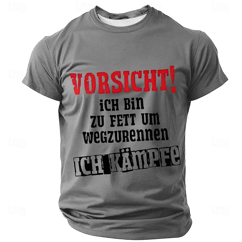 Men's Graphic T-Shirt: Funny 'Caution! I Am Too Fat To Run Away I Fight' Humorous Lifestyle Tee