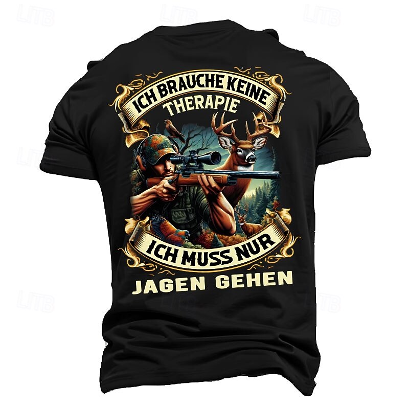 Men's Hunting Short Sleeve Graphic T-Shirt - 'I Don't Need Therapy, I Just Need To Go Hunting' Lifestyle Design3