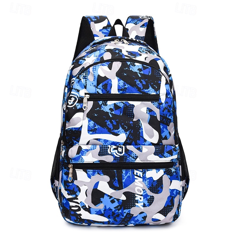 Boys' Blue Camouflage Backpack – Lightweight School Bag for Middle & High School Students, Back to School Ready