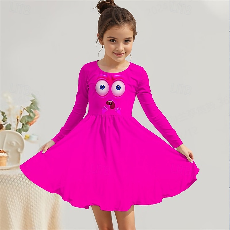 Girls' 3D Cat Dress Long Sleeve Summer Spring Vacation Daily Holiday Princess Beautiful Sweet Kids 4-12 Years Casual Dress A Line Dress Knee-length Regular Fit2