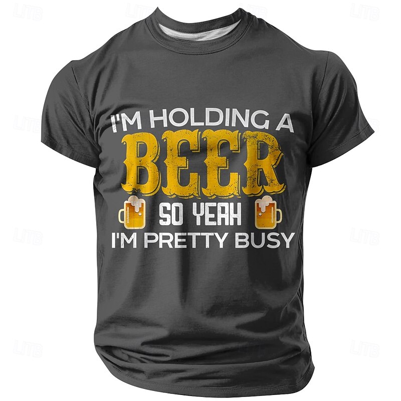 Oktoberfest Men's Funny Beer T Shirt Short Sleeve T shirt 3D Print Crew Neck Shirt Fashion Exaggerated Daily Party Street Casual Black Blue Green Summer Spring All Seasons Clothing Apparel S M L XL