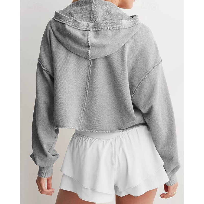 Women's Pullover Hoodie Sweatshirt Hoodies Plain Streetwear Casual Long Sleeve Hooded Regular Tops Street Holiday Black Fuchsia Light Grey Fall Winter4