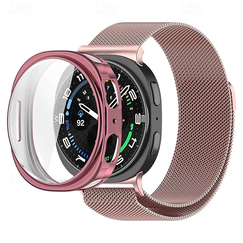 Watch Band for Samsung Galaxy Watch 8 40/44mm Watch 8 Classic 46mm Watch Ultra 47mm Stainless Steel Replacement  Strap with Case Magnetic Clasp Milanese Loop Wristband2