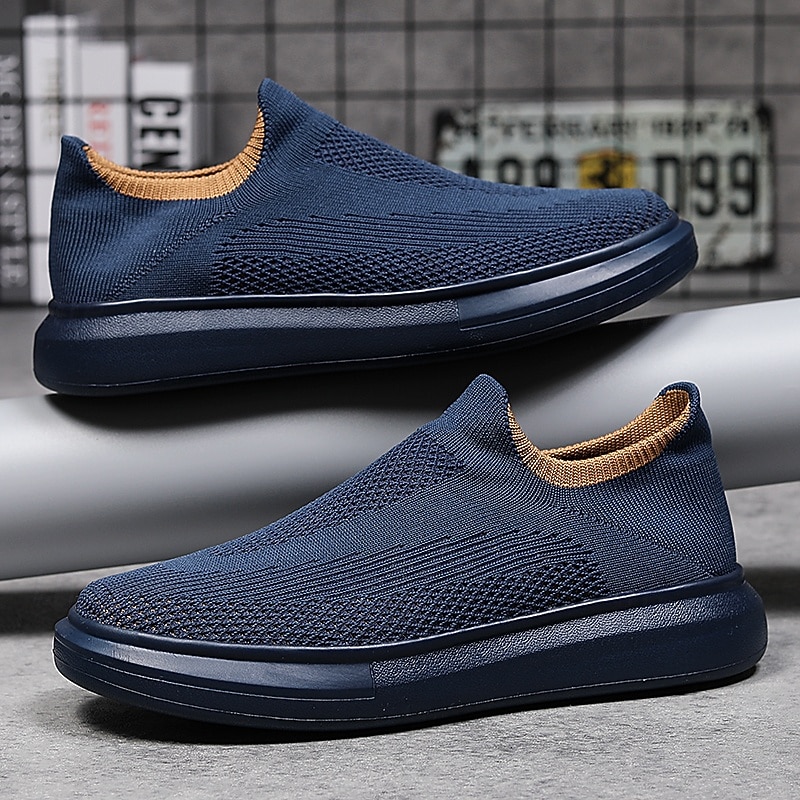 Men's Slip-On Knit Walking Sneakers – Lightweight Breathable Casual Shoes for Travel, Gym & Daily Wear3