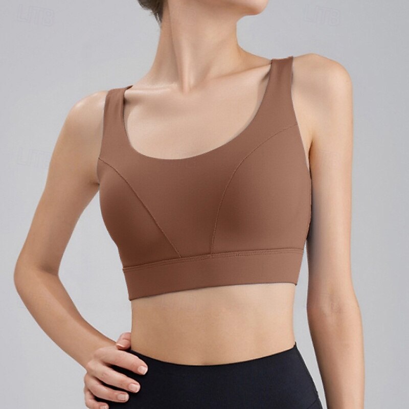 Women's Workout Tank Tops Sports Bra Underwear Medium Support Breathable Wireless Padded Solid / Plain Color Sport Activewear White Blue Gym Fitness Yoga4