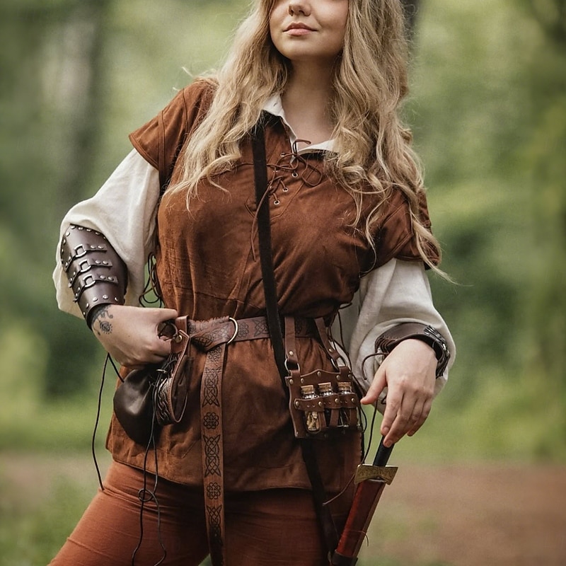 Punk & Gothic Medieval Renaissance Coat Vest Waistcoat Pirate Viking Ranger Fancy Dress Men's Viking Party / Evening Adults' Vest