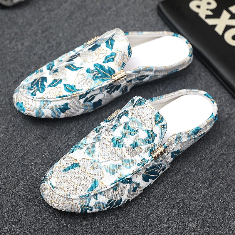 Men's Clogs & Mules Comfort Loafers Penny Loafers Walking Casual Fabric Jacquard fabric Comfortable Slip Resistant Breathable Loafer Black Blue Summer Spring Fall2