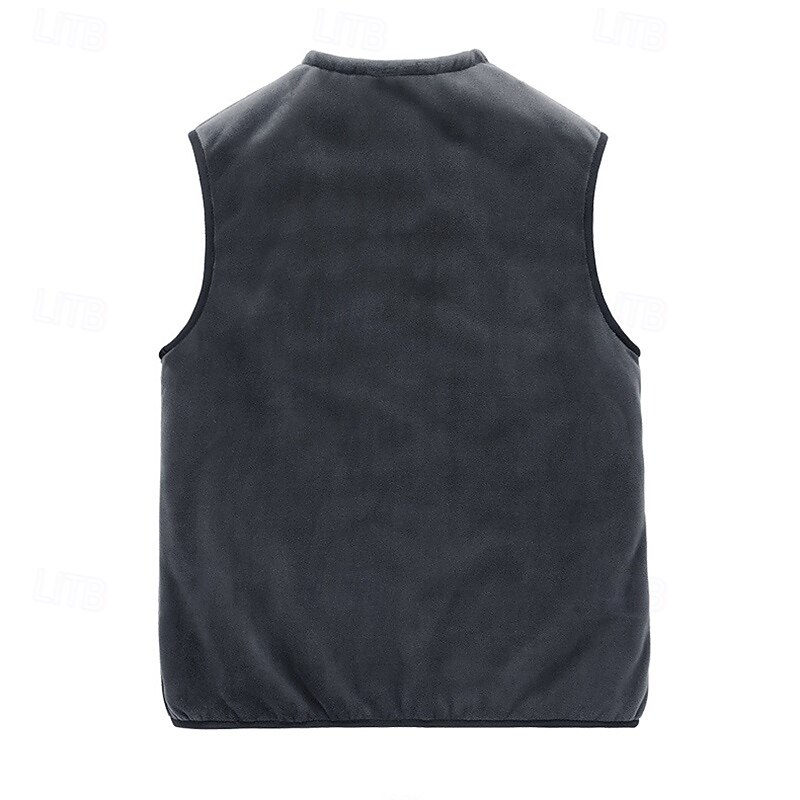 Men's Hiking Vest Fleece Vest Thermal Vest Sleeveless Vest Outdoor Thermal Warm Winter Pocket Polyester Black Grey Hunting Fishing Climbing4