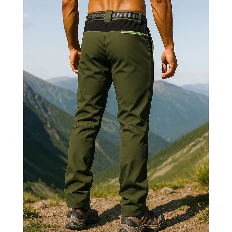Men's Hiking Pants Trousers Hiking Rain Pants Softshell Pants Patchwork Outdoor Regular Fit Waterproof Windproof Bottoms Zipper Pocket Army Green Camping / Hiking Running L XL XXL XXXL 4XL3