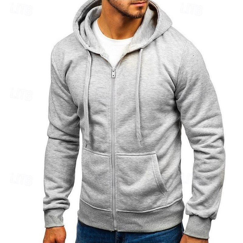 Men's Hoodie Full Zip Hoodie Fleece Hoodie Black White Army Green Red Burgundy Hooded Plain Zip Up Pocket Sports & Outdoor Casual Daily Streetwear Cool Sportswear Spring &  Fall Clothing Apparel