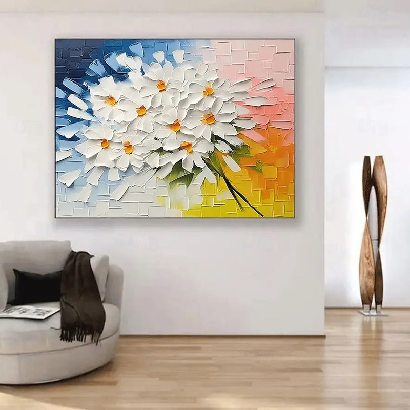 Handmade Oil Painting Canvas Wall Art Decoration Modern Abstract Thick Oil 3D Knife Flowers for Home Decor Stretched Frame Hanging Painting /Rolled Frameless Unstretched Painting2