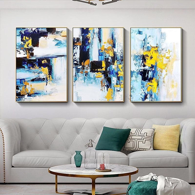 Handmade Large Size Abstract Oil Painting With Gold Foil On Canvas Modern Unframed Painting Wall Art Picture For Home Decor3