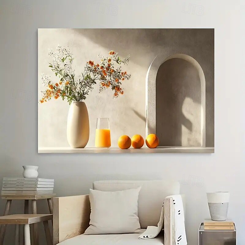 Minimalist Style Modern Vase Art Canvas Painting Frameless Living Room And Bedroom Wall Decoration White2