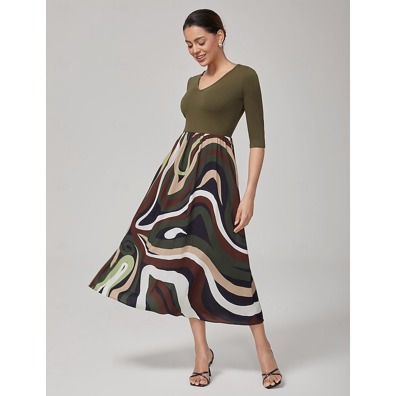 Camouflage Patchwork Modal Knitted Maxi Dress