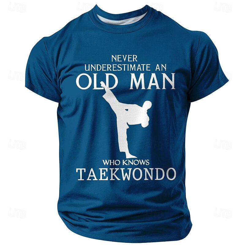 Men's Taekwondo Graphic T-Shirt - Never Underestimate An Old Man Who Knows Taekwondo Short Sleeve Tee