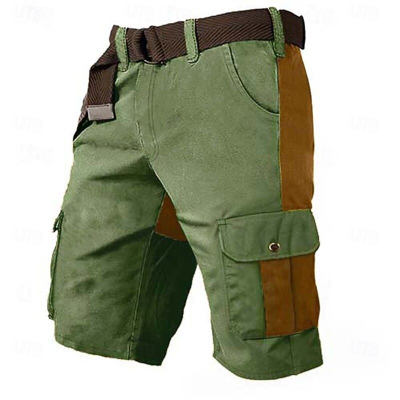 Men's Cargo Shorts Shorts Bermuda shorts Casual Shorts Multi Pocket Straight Leg Color Block Wearable Breathable Knee Length Outdoor Casual Daily Fashion Classic Black Green3