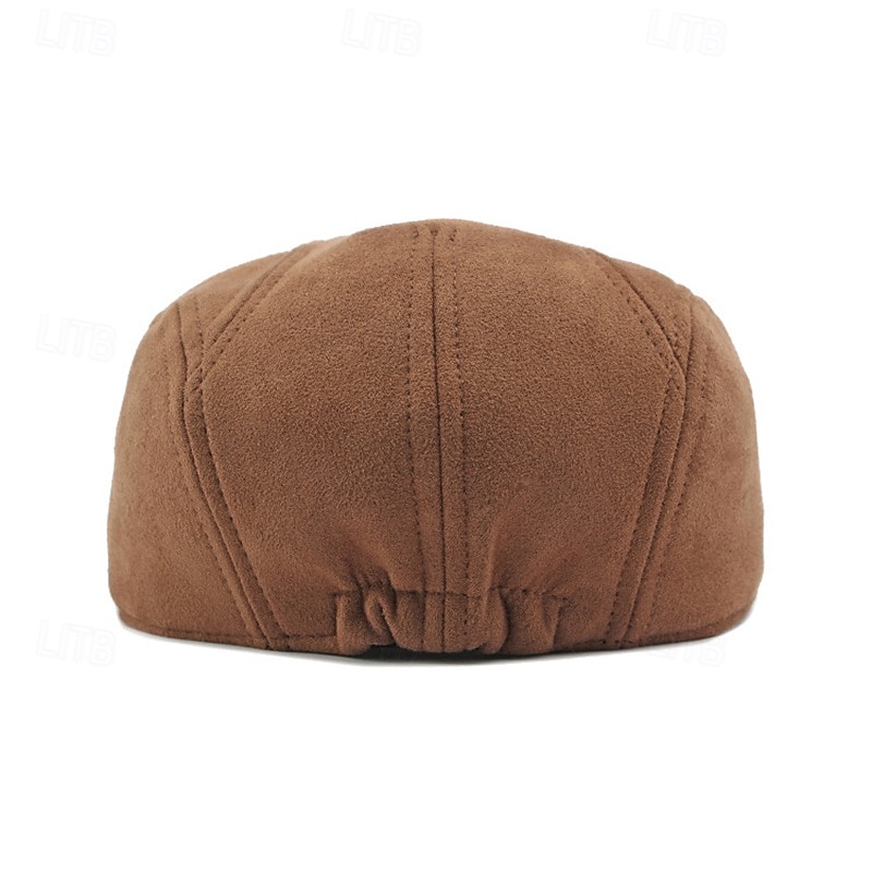Men's Ascot Hat Newsboy Hat Black Wine Faux Suede Fashion Casual Street Daily Plain Adjustable Sunscreen Breathable2