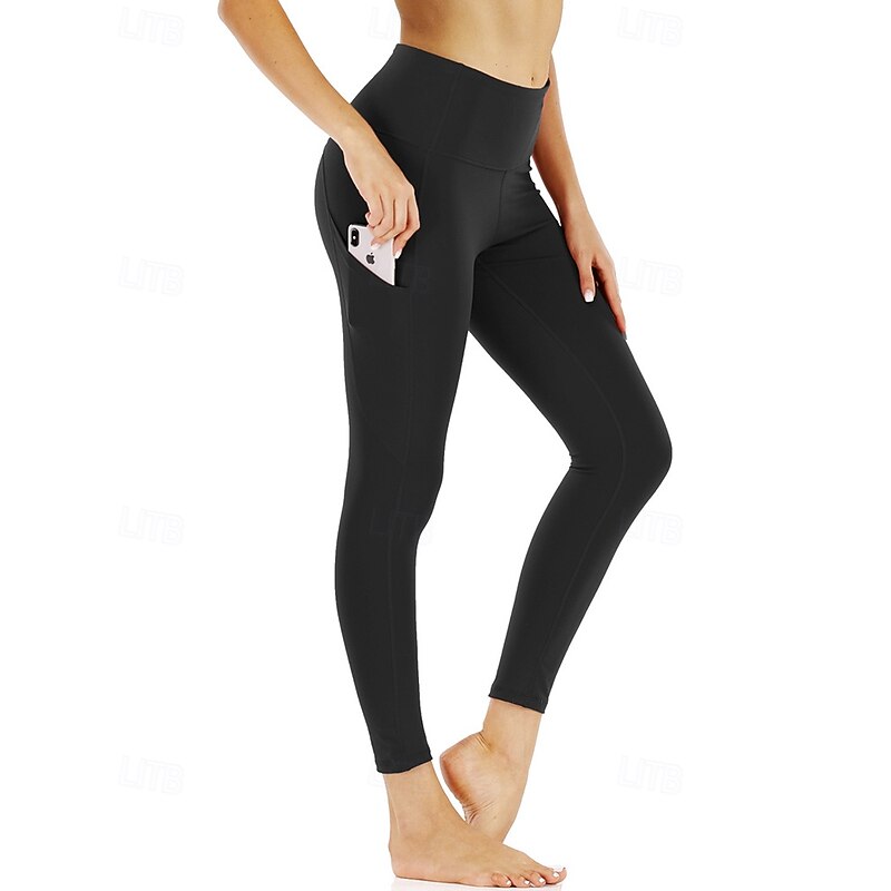 Women's Capri Leggings Yoga Leggings with Pockets Tummy Control High Waist Gym Athletic Pilates Bottoms Printing Dark Grey Black Burgundy Fall Sports Activewear Tight Fit3