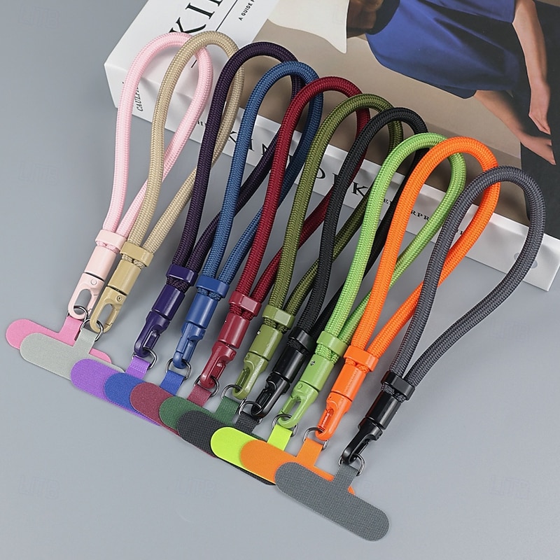 New mobile phone hanging rope with adjustable wrist strap short design minimalist 360 degree rotatable clip on anti loss strap bracelet strap2