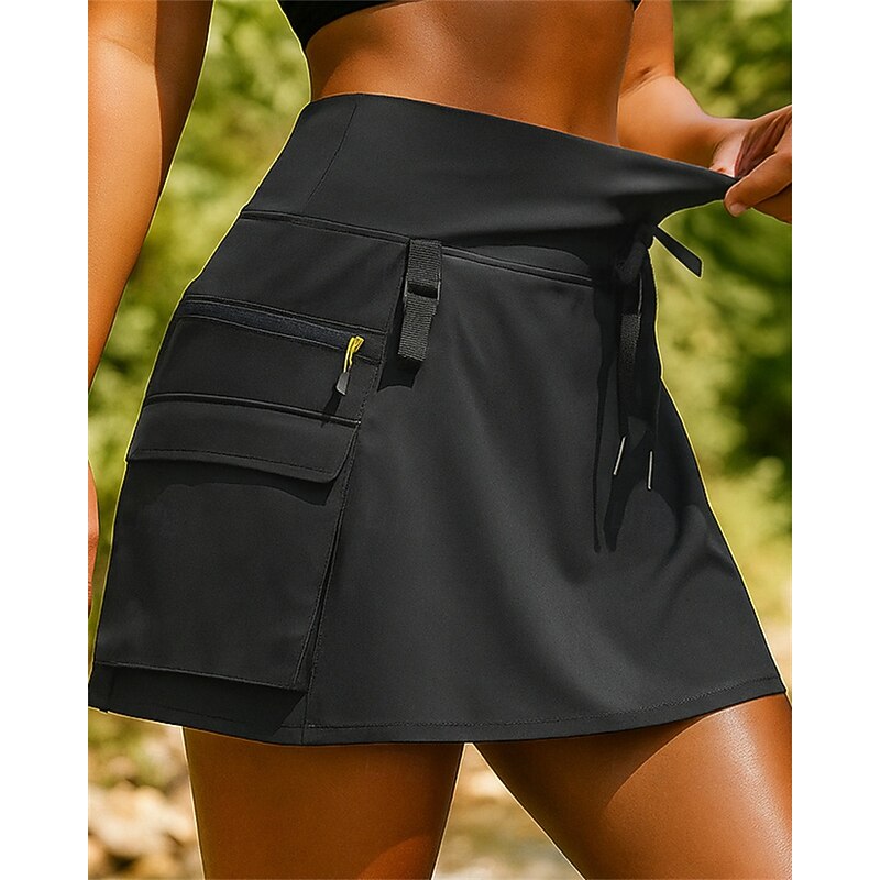 Women's Cargo Skirts Outdoor Skirts Summer Outdoor Regular Fit Quick Dry Lightweight Elastic Breathable Skirt Elastic Waist Black White Tennis Golf Running XS S M L XL