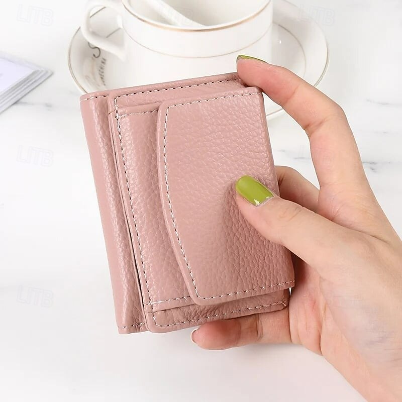 Folding Mini Wallet Japanese Style Litchi Texture Women Card Holder Coin Purse Compact Small Wallet for Students Stylish and Practical Everyday Use3