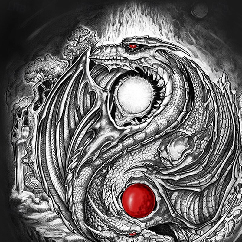 Ed Beard Men's Dragon 3D T Shirt Short Sleeve T shirt 3D Print Crew Neck Shirt Gothic Horror Party Street Casual Black Summer Spring All Seasons Clothing Apparel S M L XL XXL XXXL 4XL2