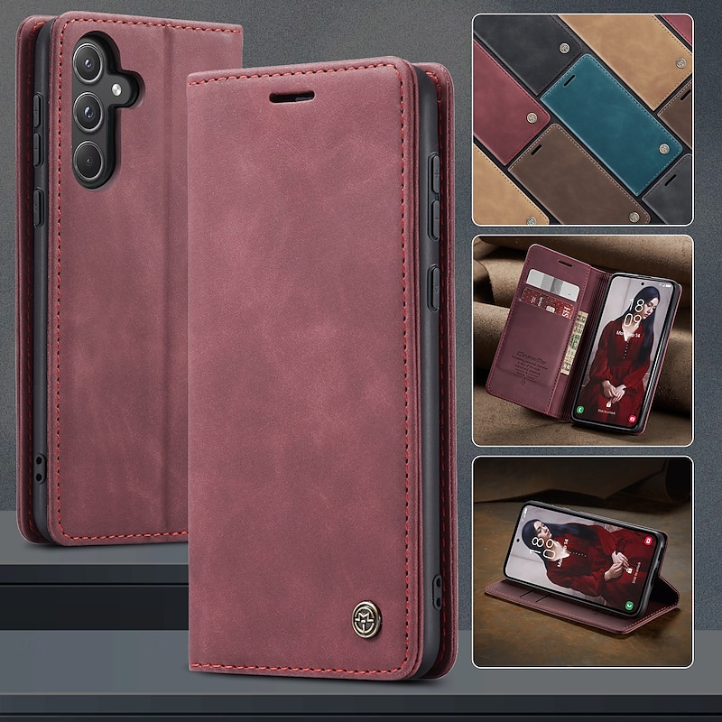 Phone Case For Samsung Galaxy A56 A36 A26 A16 A06 A55 5G A35 5G A25 A15 A24 Flip Cover Kickstand Shockproof TPU PU Leather4