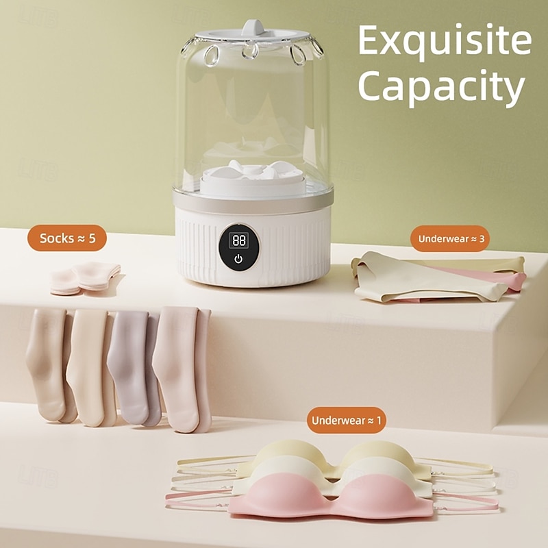 Portable Automatic Washing Machine No Need To Plug in No Need To Assemble 3000mAh Ultra Strong Battery Life Can Be Used about 15 Times After Charging for 2 Hours Suitable for Business Travel Fam4