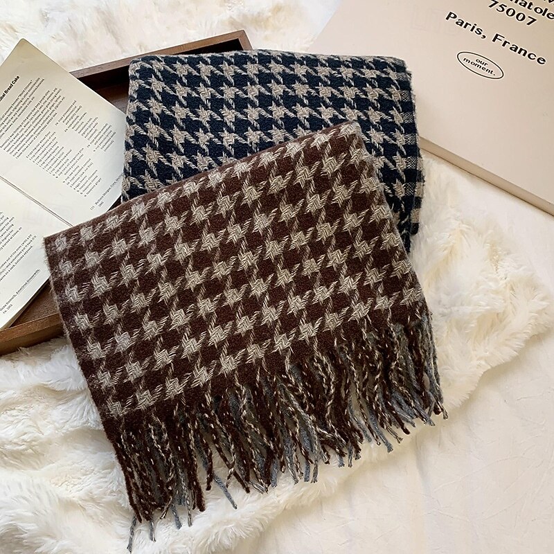 Women's Rectangle Scarf Street Daily Date Blue Scarf Print3