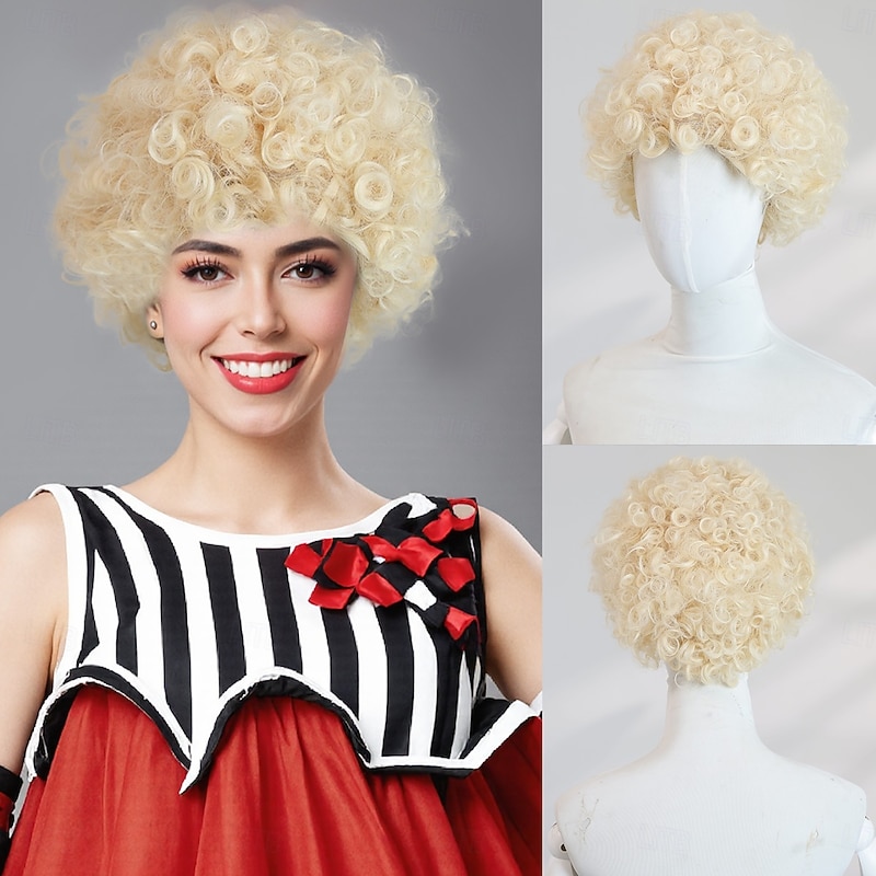 10‑Inch Gold African Curl Wig for Women – Full Bangs, Long Synthetic Hairpiece, Perfect for Halloween Cosplay & Party Looks