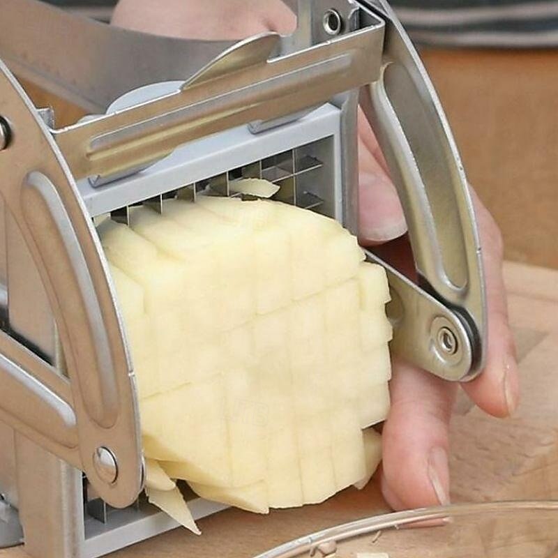 French Fries Potato Chips Cutter Multifunctional Stainless Steel Vegetable Slicer for Home Kitchen Easy Strip Cutting Tool for Potatoes Cucumbers and Other Vegetables Convenient Use4
