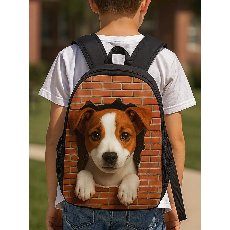 Kid's Cartoon Dog Print School Backpack – Double-Layer Large Capacity, Lightweight Bookbag for Boys, Perfect for Elementary School & Back to School Season2
