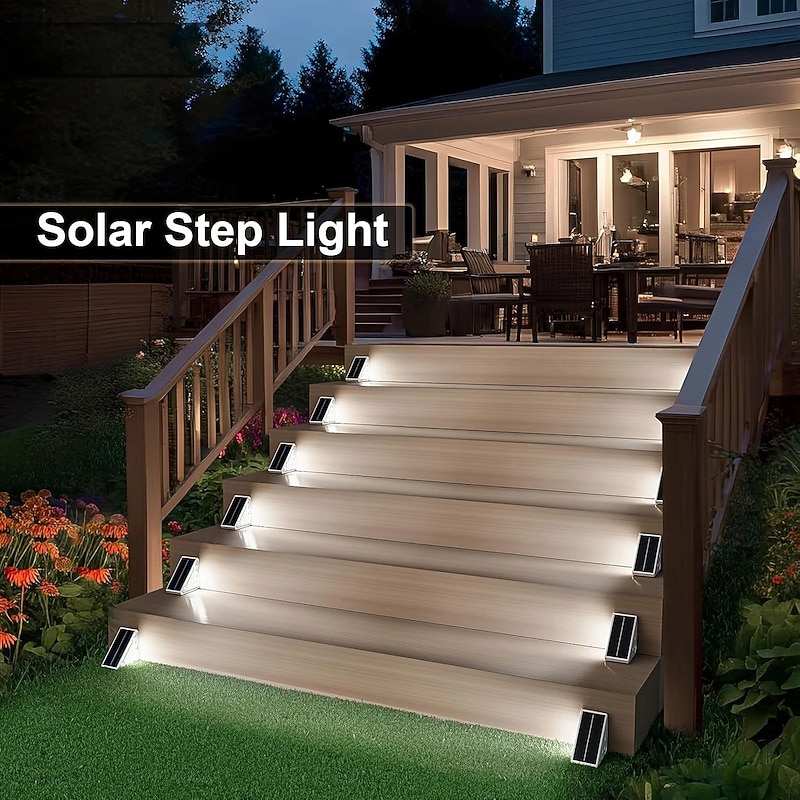 2/4 Pcs Outdoor Solar Step Lights 13LEDs Solar Stair Lights IP65 Waterproof Solar Garden Lights for Porch Steps Stairs Patio Front Door Walkway Deck Lighting Decoration for Halloween2