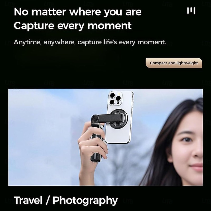 4-in-1 Multifunctional Magnetic Selfie Stick, 360 Rotation Phone Tripod with Wireless Remote for iPhone & Android, Phone Stand for Video Recording & Vlogging - Portable Travel3