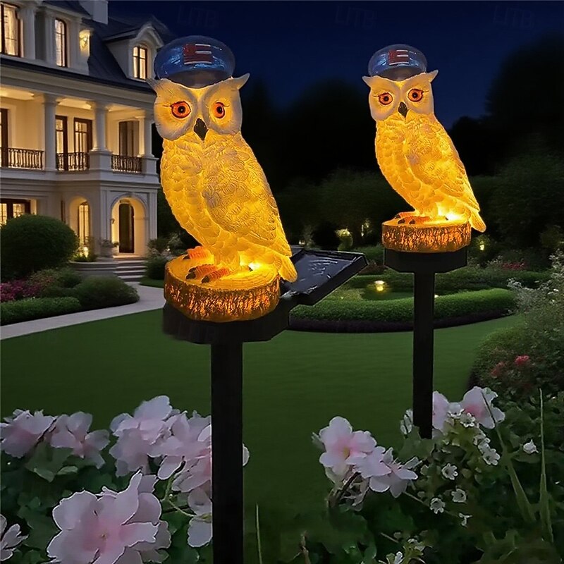 Solar Lawn Light Animal Shaped Light Owl Ground Plug Light Courtyard Decorative Light  1PC3