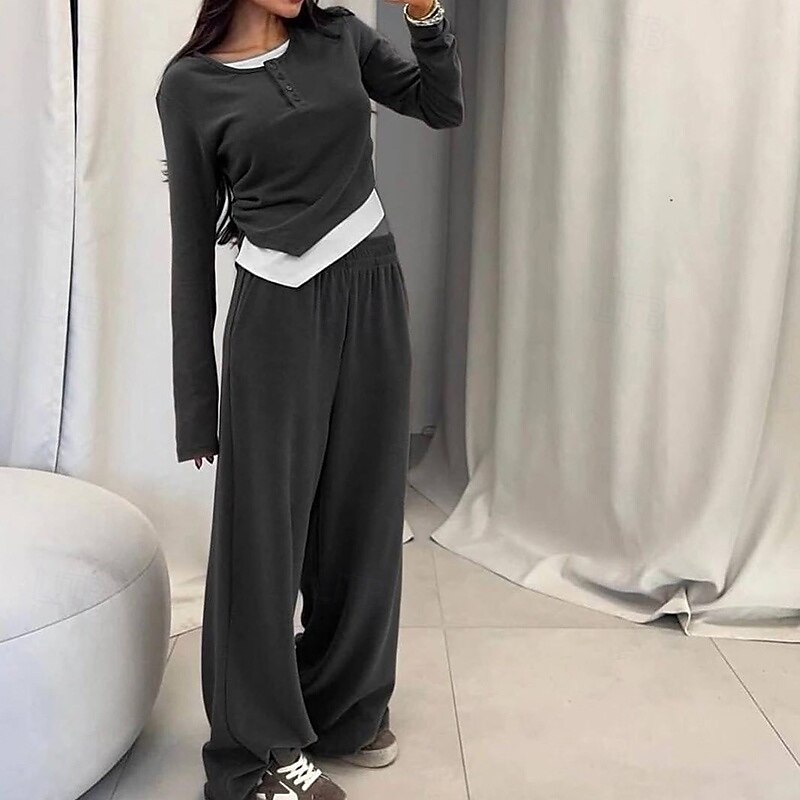 Women's Tracksuit Sweatpants Pullover Sweatshirt Splicing Solid Colored Clothing Suit Spring Yellow Burgundy Gym Training Running High Waist Windproof Lightweight Moisture Wicking Long Sleeve Sport4