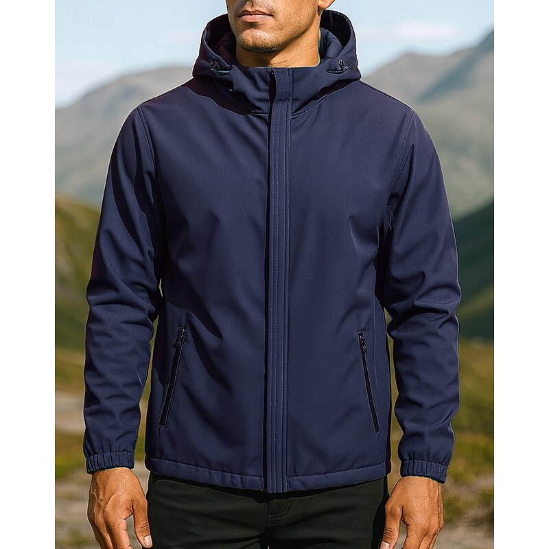 Men's Windbreaker Hiking Jacket rain coat Outdoor Waterproof Windproof Lightweight Hiking Outfits Hiking Clothes Spring Autumn / Fall Top Camping / Hiking / Caving Running Solid Color Black Army4