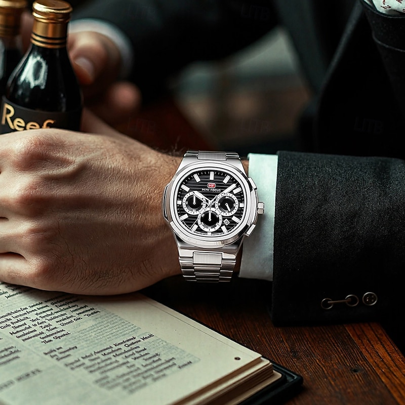 MINI FOCUS Men Quartz Watch Fashion Business Wristwatch Luminous Calendar Waterproof Decoration Steel Watch2
